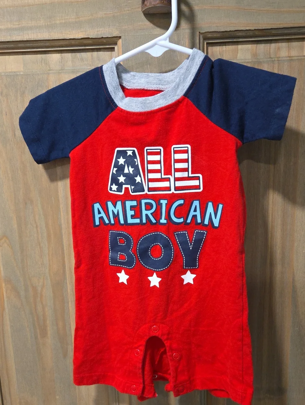 **BUNDLE & SAVE** All American Boy Red & Navy Baby Romper